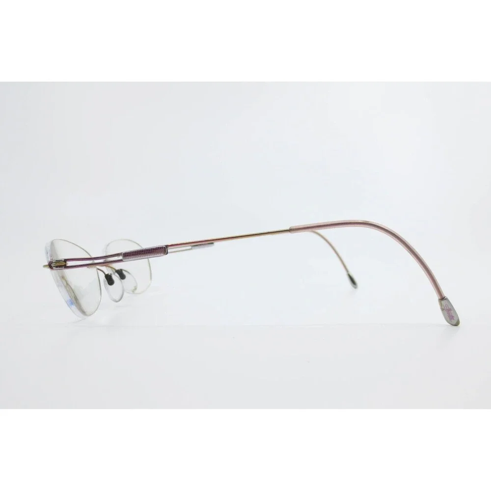 Silhouette Titan Rimless Eyeglasses Iridescent Purple Gold Tone Oval Demo Lenses